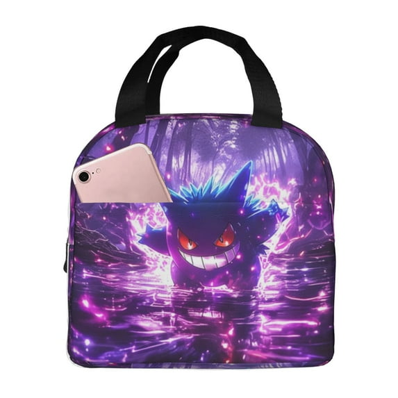 Gengar Lunch Bags Insulated Lunch Box Reusable Cooler Tote Bag with Front Pocket for Women Men Adults Work Picnic Travel 8.5 x 5 x 8 inch