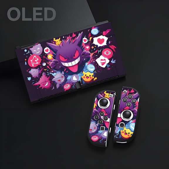 Gengar Nintendo Switch OLED Silicone Case - Soft Protective Cover with Mario Theme, Shockproof, Joy-Con Compatible