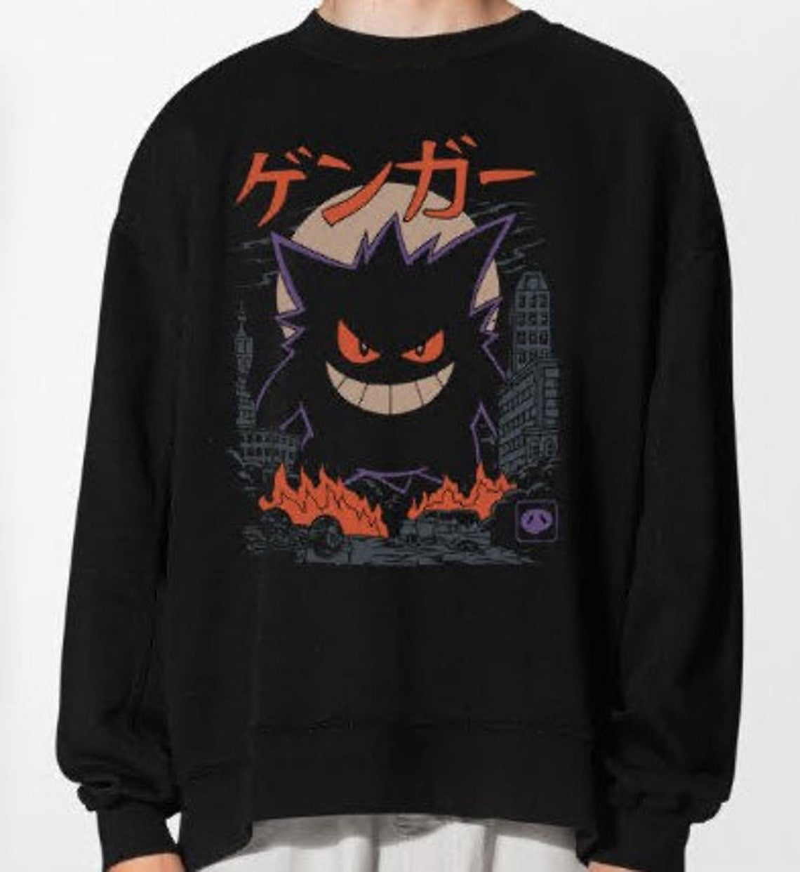 Gengar Sweatshirt, Japan Anime Pokemon Shirt,purple Color,size M 