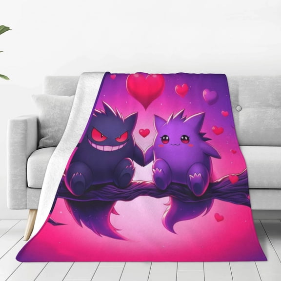 Gengar Throw Blanket Cozy Anti-pilling flannel Bedding Gifts for Men, Women teen Adults Decor for Couch, Sofa, Bed 50x40
