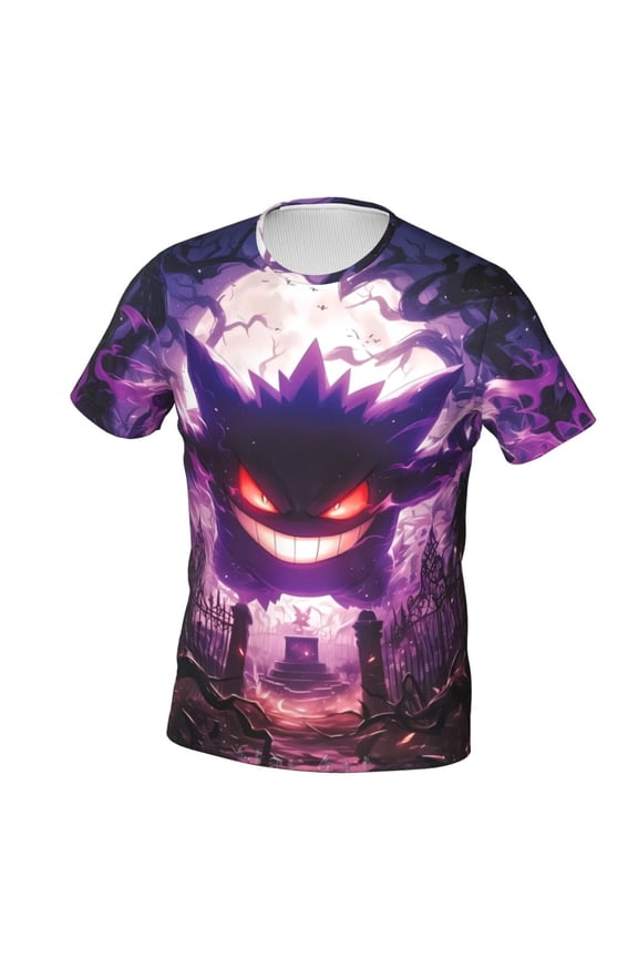 Gengar Unisex 3d Pattern Printed Short Sleeve T-Shirts Casual Graphics Tees For Men Women Teen X-Large