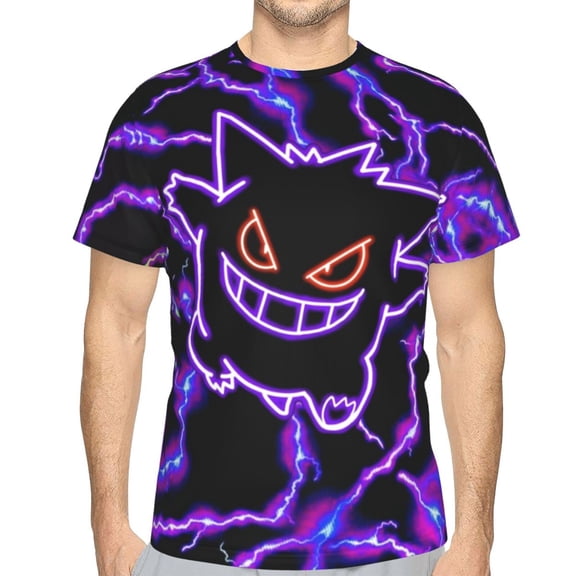 Gengar Unisex 3d Pattern Printed Short Sleeve T-Shirts Casual Graphics Tees For Men Women Teen X-Large