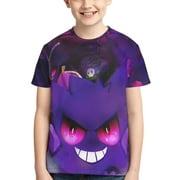 Gengarite Youth Unisex T-Shirt Crewneck Short Sleeve Double-Sided Print Cartoon Tee Shirts Top For Boys Girls Kid Teen X-Small