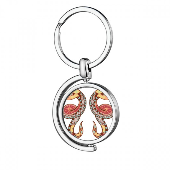 Geni Constellation Zodiac Symbol Rotating Keychain Metal Keyring Holder