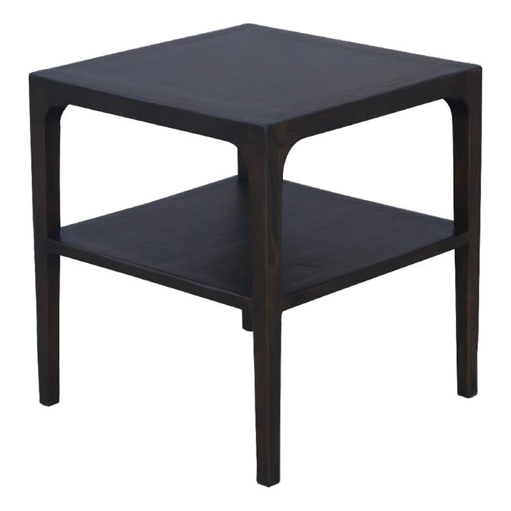 Geni Corner Table-22 Inch Square Top w Shelf-Parsons Style Java Gray ...