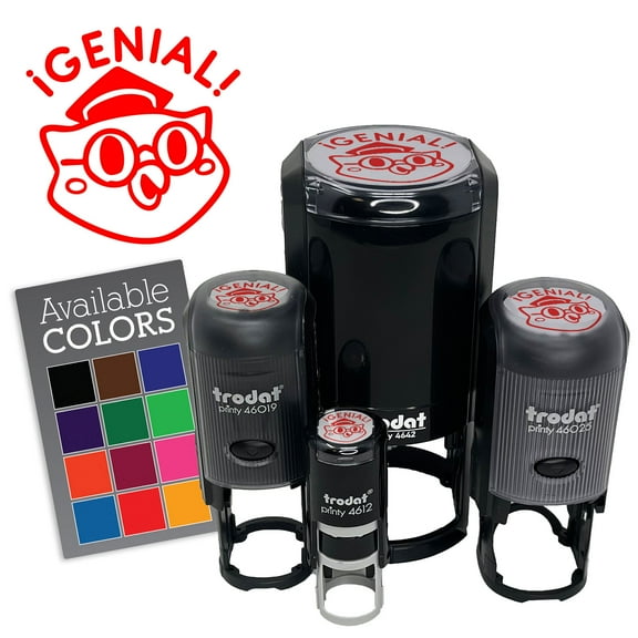 Genial Spanish Brilliant Scholar Owl Bird Teacher Stamp Self-Inking Rubber Stamp for Stamping Ink Stamper Crafting Planners - 1/2 Inch Mini - Black Ink