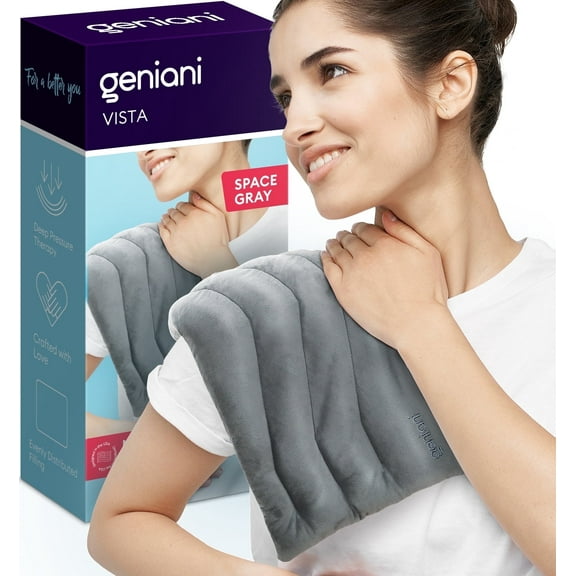 Geniani Microwavable Heating Pad for Neck, Shoulders & Back Relief – Cordless Hot & Cold Pad with Ultra-Soft Fabric for Pain & Muscle Comfort (8"×17", Space Gray)