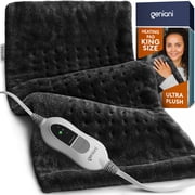Geniani XL Heating Pad for Back & Cramps Relief   Heat Pad for Neck, Shoulders & Muscle Comfort with Auto Shut Off, Ultra-Soft Machine Washable Fabric 12 24, Black