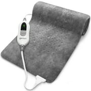 Geniani XL Heating Pad for Back Pain & Cramps Relief - Heat Pad for Neck, Shoulders, and Muscle Pain with Auto Shut off (12"×24", Tabby Gray)