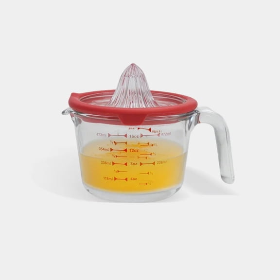 Genicook 2-in-1 Glass Citrus Juicer & Precision Measuring Cup