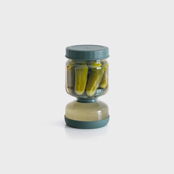 Genicook Dual-Part Glass Pickle Jar: The Flip-Over, Mess-Free Serving, Hand Blown Glass, Food Preserver