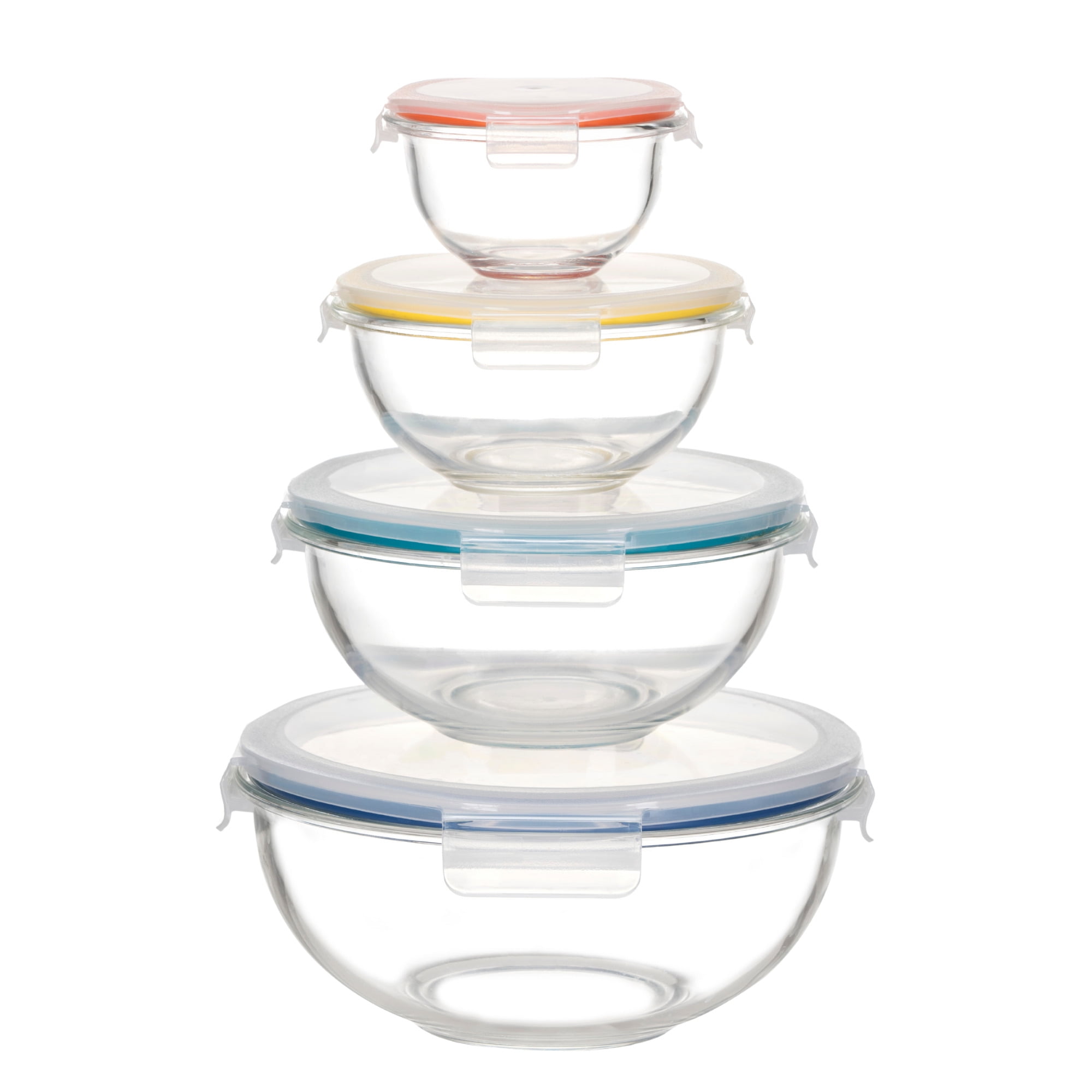 Genicook Nesting Borosilicate Glass Salad/Mixing Bowl Set - 8 pc set (4 Bowls, 4 Lids) - Walmart.com