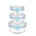 thumbnail image 1 of Genicook TAREE HI-TOP Lids with Pro Grade Removable Lockdown Levers Round Container, Set of 3, Blue, Kitchen Accessories, 1 of 6
