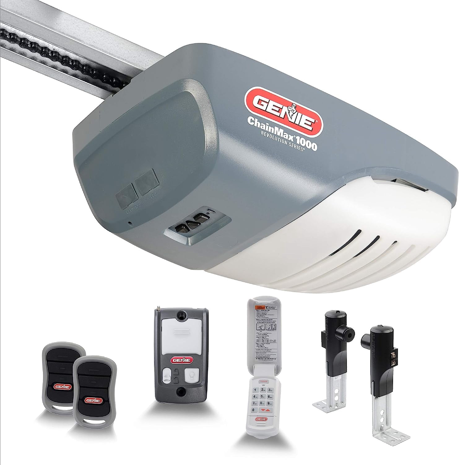 Genie Garage Door Opener, ChainMax 1000 3022-TKH Model, 3/4 HPC, Chain Drive, Complete Accessories