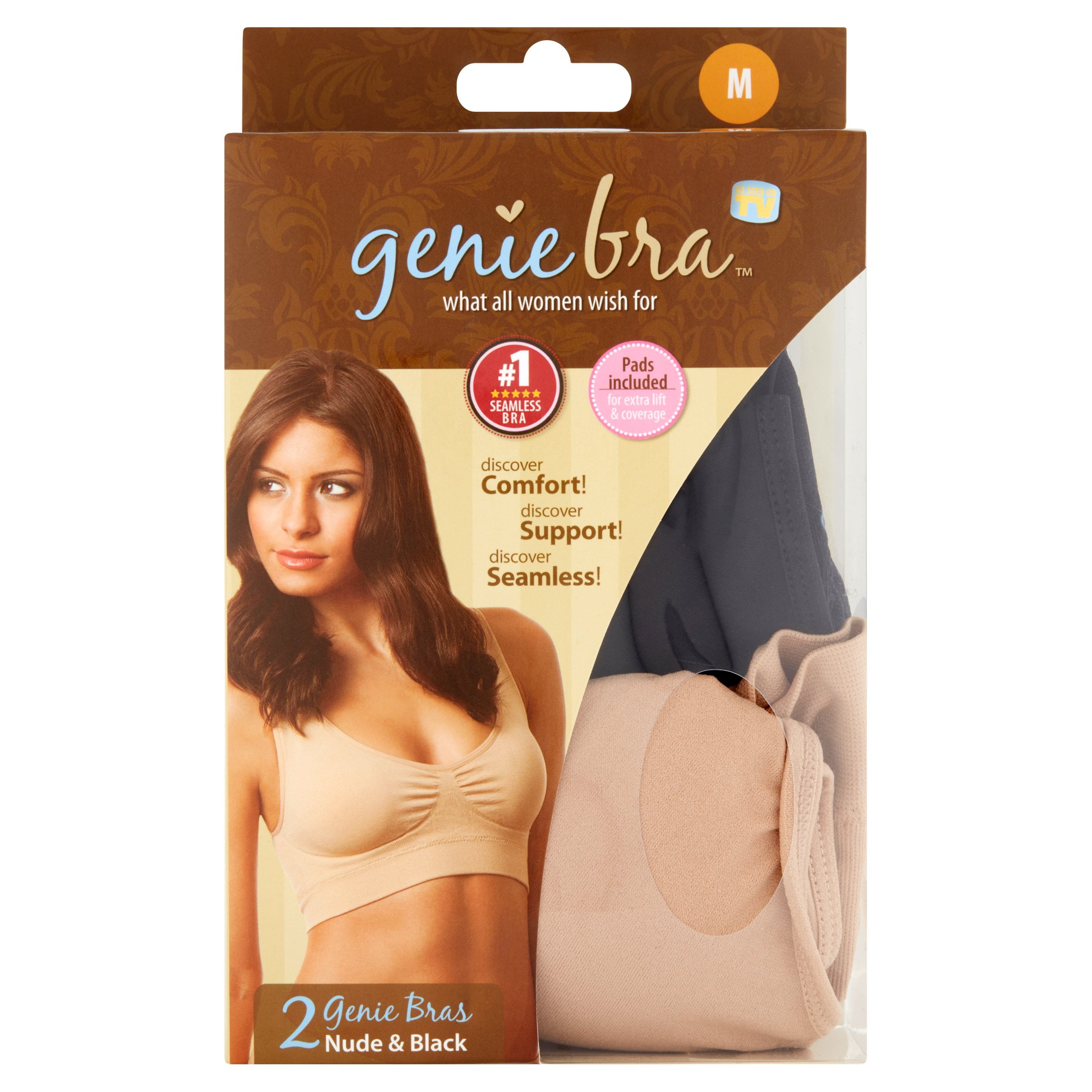 Milana Bra by Genie Bra With Pads with hanger 2 Pack Size 24-26 (2