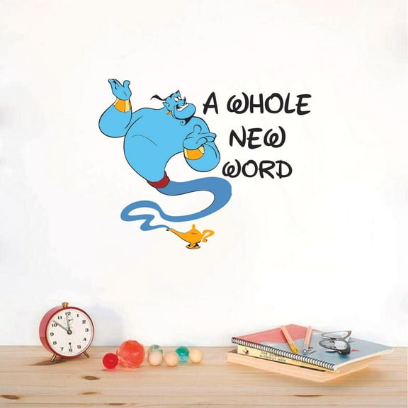 Genie Carpet Aladdin Walt Disney A whole New World Cartoon Character Wall Art Decal Vinyl Sticker Girls Boys Room Bedroom Nursery Kindergarten House Fun Home Decor Stickers Wall Art Vinyl 10x8 inch