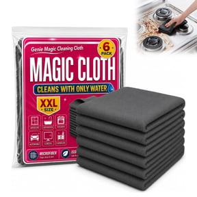 Genie Cloth Magic Cloth, Genie Magic Cleaning Cloth 6Pack, 16x12 Inch LintFree & StreakFree Rags for Glass, Stainless Steel, Screens, Cars (1set)