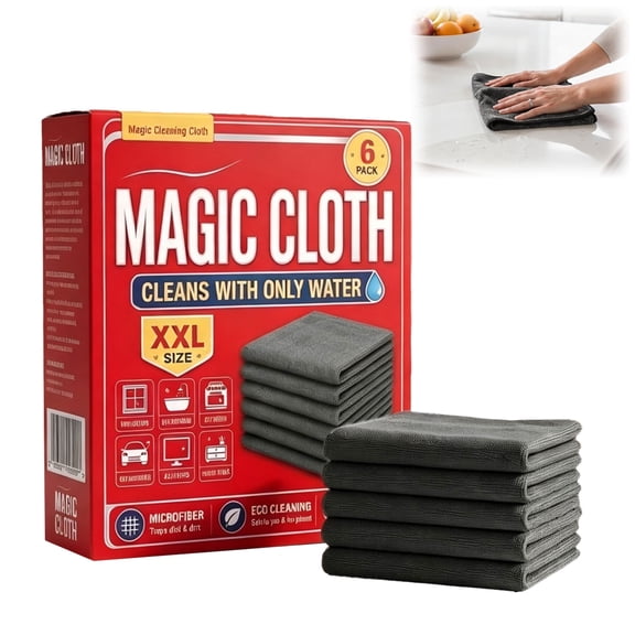 Genie Cloth Magic Cloth, Reusable Cleaning Cloths for Glass & Kitchen, Lint-Free Microfiber Wiping Cloths(6PCS)