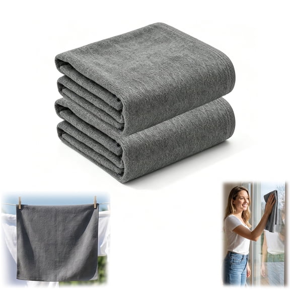 Genie Cloth Magic Cloth, Thickened Microfiber Streak Free Reusable Cleaning Cloths for Glass Windows  （11.81" × 15.75"）（2PCS）