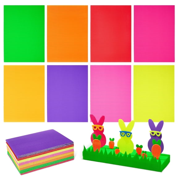 Genie Crafts Corrugated Cardboard Sheets - 64 Pack, 8.3 x 11.8 In, Multicolor - Sturdy Corrugated Paper for Craft Supplies - Easy-to-Cut Thin Cardboard Sheets - Vibrant Colored Paper for School