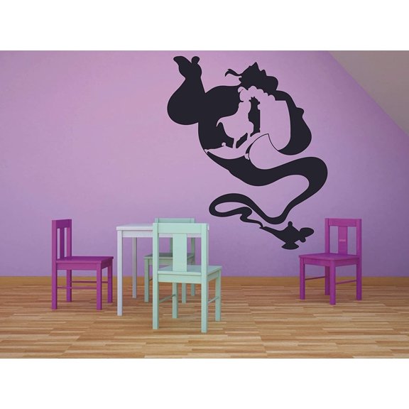 Genie Jasmine Magic Carpet Lamp Aladdin Wall Sticker Vinyl Wall Art Decal for Girls Boys Baby Kid Bedroom Nursery Daycare Kindergarten Home Decor Stickers Wall Art Vinyl Decoration Size (10x8 inch)