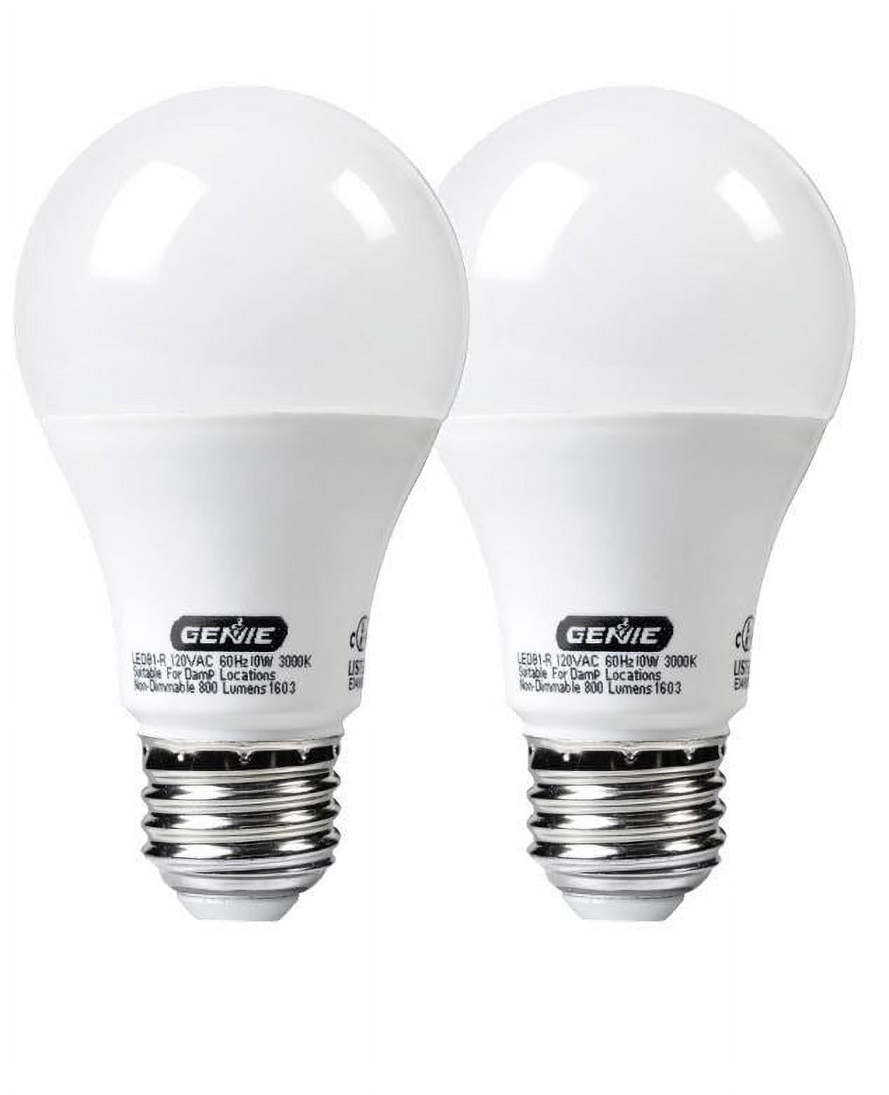 Genie LED Garage Door Opener Light Bulb 60 Watt (800 Lumens) Made to  Minimize Interference with Garage Door Openers (Compatible with All Major  Garage Door Opener Brands) LEDB1-R PACK