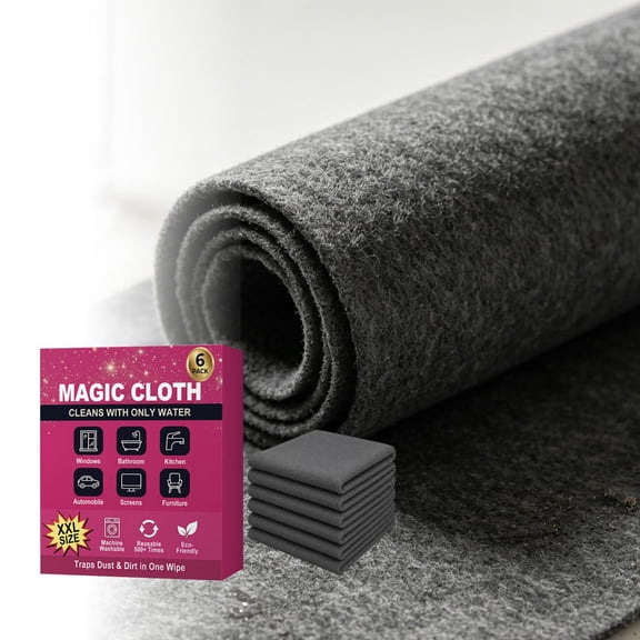 Genie Magic Cleaning Cloth 6-Pack, Lint Free Washable Reusable Genie Cloth Magic Cloth, Multipurpose Microfiber Cleaning Towels For Kitchen Glass Stainless Steel Cars & Screens Household Cleaning