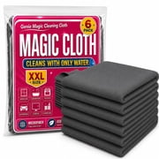 Genie Magic Cleaning Cloth 6-Pack, Microfiber Cleaning Cloths, Lint Free Reusable Cleaning Rags for Glass, Window, Kitchen, Stainless Steel, Cars & Screens