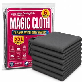 Genie Magic Cleaning Cloth 6-Pack, Microfiber Cleaning Cloths, Lint Free Reusable Cleaning Rags for Glass, Window, Kitchen, Stainless Steel, Cars & Screens