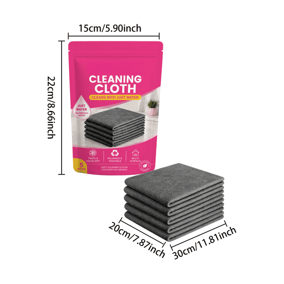 Genie Magic Cleaning Cloth, Thickened Reusable Microfiber Cleaning Cloths, Streak-Free and Lint-Free Cleaning Rags for Windows, Mirrors, Kitchen, Glass and Car