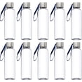 thumbnail image 1 of Genie Plastic Water Bottles with Strap 17 oz. Set of 10, Bulk Pack - Refillable, Great for Gym, Hiking, Cycling, School - Blue, 1 of 8