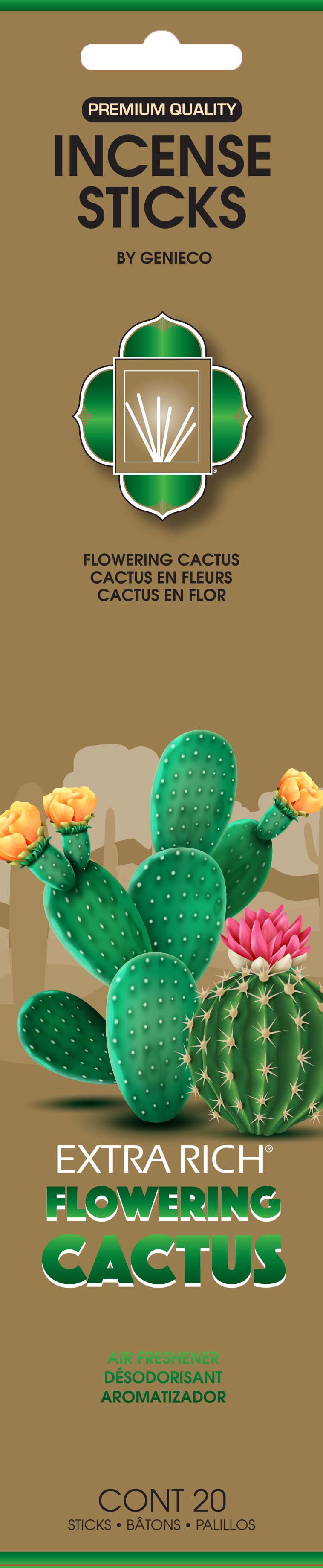 Genieco 20ct Adventure Extra Rich Incense Stick Flowering Cactus