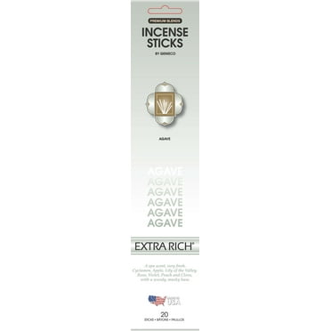 Genieco Extra Rich Incense Sticks, Agave Fragrance (Light Green), 20 Count