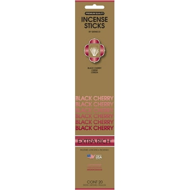Genieco Extra Rich Incense Sticks, Black Cherry Fragrance (Red), 20 Count Floral Scent Family