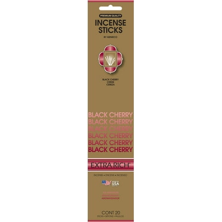 Genieco Extra Rich Incense Sticks, Black Cherry Fragrance (Red), 20 Count Floral Scent Family
