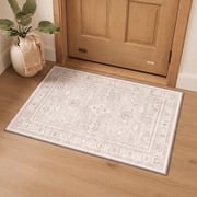 GENIMO 2'x3' Area Rug, Washable Non Slip Soft Persian Indoor Door Mat for Entryway Kitchen Laundry Room, Dusty Beige