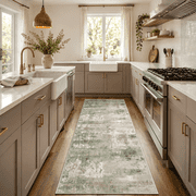 GENIMO 2'x7' Runner Rug, Washable Non Slip Soft Abstract Hallway Runner for Kitchen Entryway Laundry Room, Dusty Sage