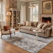 GENIMO 5'x7' Area Rug for Living Room, Washable Non Slip Soft Abstract Rug for Bedroom Dining Room Home Office, Dusty Gr