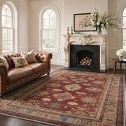 GENIMO 5'x7' Area Rug for Living Room, Washable Non Slip Soft Persian Rug for Bedroom Dining Room Home Office, Muted Bur