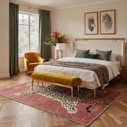 GENIMO 8'x10' Area Rug for Living Room, Washable Non Slip Soft Animal Print Rug for Bedroom Dining Room Home Office, Dus
