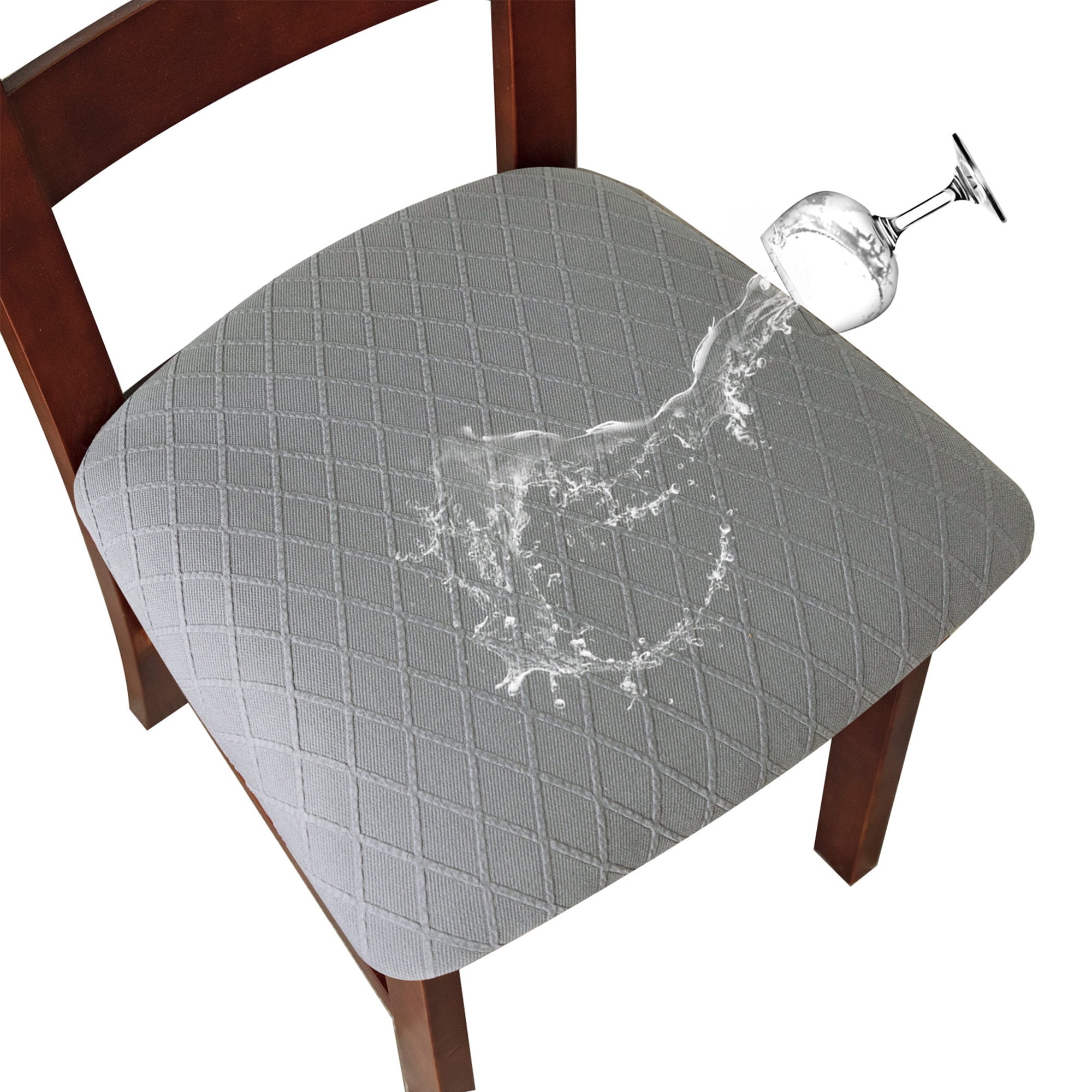 Genina Easy Fit Waterproof Jacquard Dining Chair Slipcovers, Removable ...