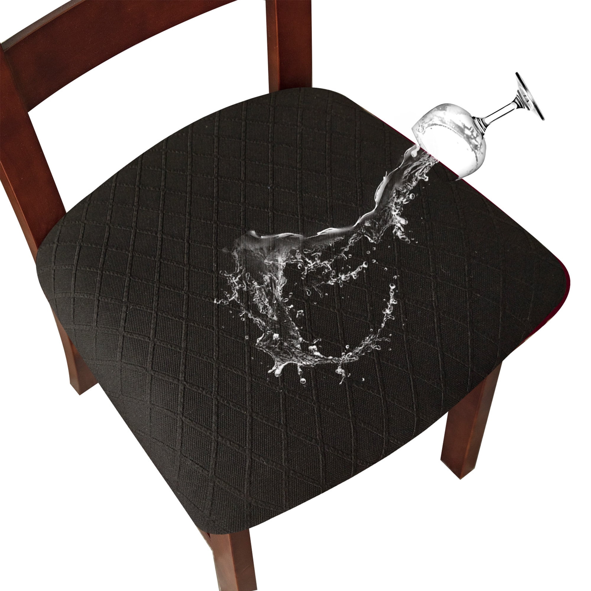 Genina Waterproof Jacquard Dining Chair Slipcovers Easy Fit Stretch Removable Set of 6 Black Walmart