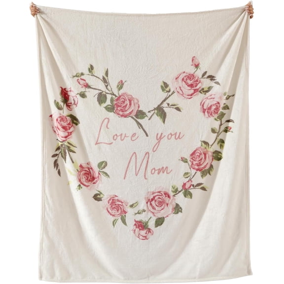 Geniospin Throw Blanket for Mom Birthday Gifts from Daughter Son, Dear Mom Blanket for Christmas, Super Soft Flannel Throw Blanket for Couch Bed Sofa, Warm and Cozy