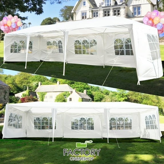 Geniqua 10'x30' Outdoor Canopy Patio Gazebo Wedding Tent Pavilion 5-Windows