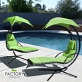 thumbnail image 1 of Geniqua 2X Hanging Lounge Chaise Hammock Chair Outdoor Patio Canopy Sun Shade [Green], 1 of 8