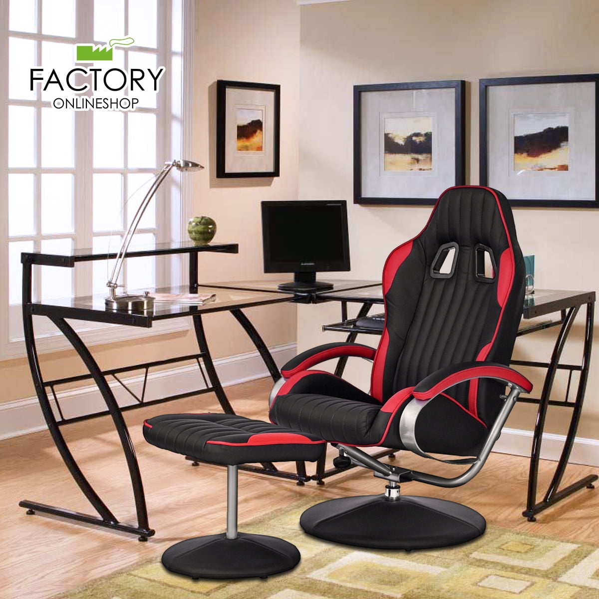Geniqua Corp Faux Leather Recliner, Black