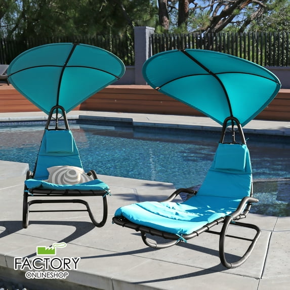 Geniqua Corp Steel Built-in Pillow and Removable Canopy Curved Lounge Chair