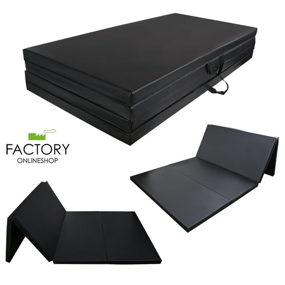 Geniqua Gymnastics Mat Folding Fitness Yoga Stretch Workout Tumbling Pad Black