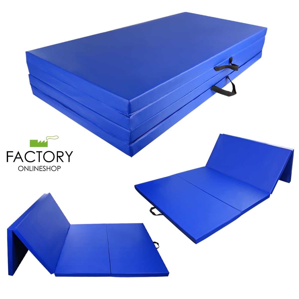Geniqua Gymnastics Mat Folding Fitness Yoga Stretching Workout Tumble Mat Blue