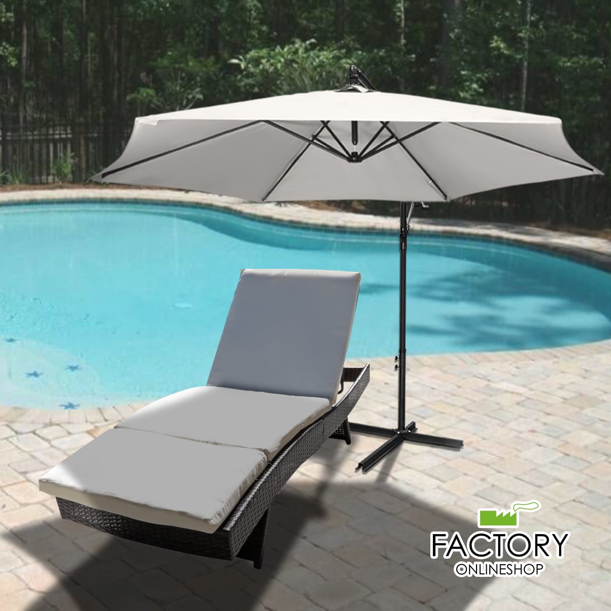 Geniqua Rattan Chaise Lounger Recliner Pool Outdoor Patio Chair